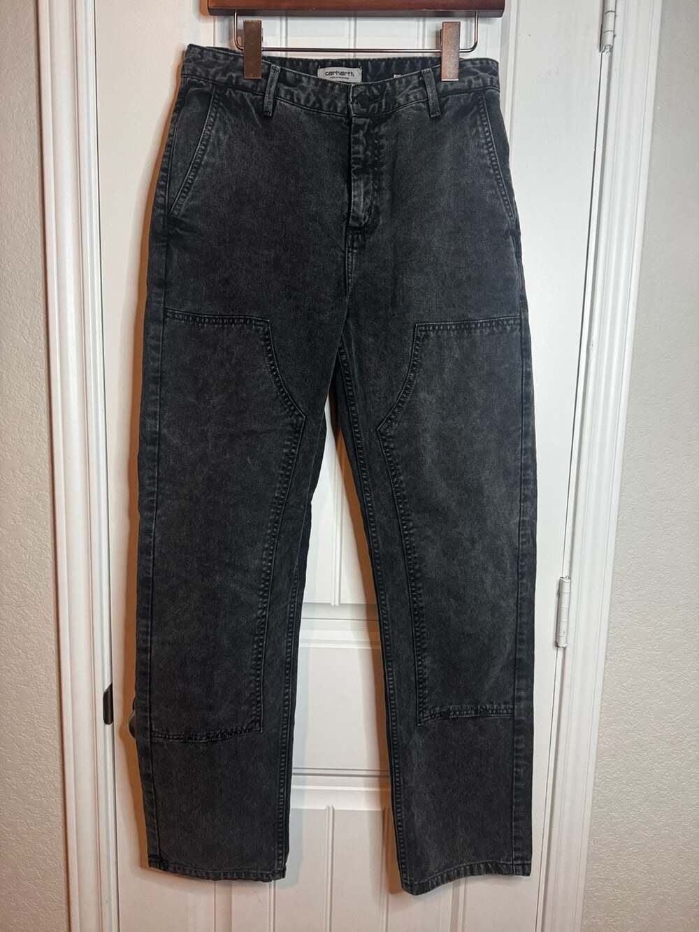 Carhartt WIP Sonora Pant Relaxed Straight Double Knee Black Stone Washed Denim